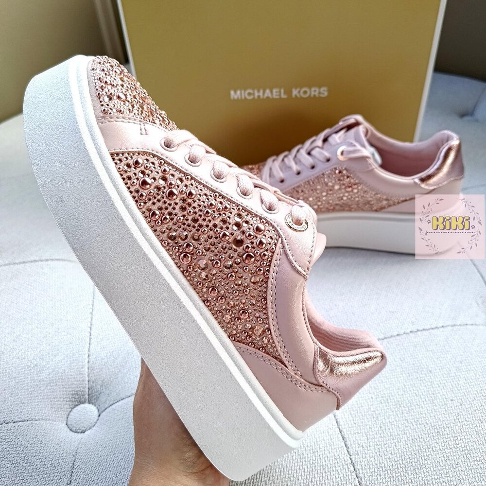 Michael Kors Romey Embellished Platform Sneaker Pink 49F5RMFS1S - Picture 6 of 15